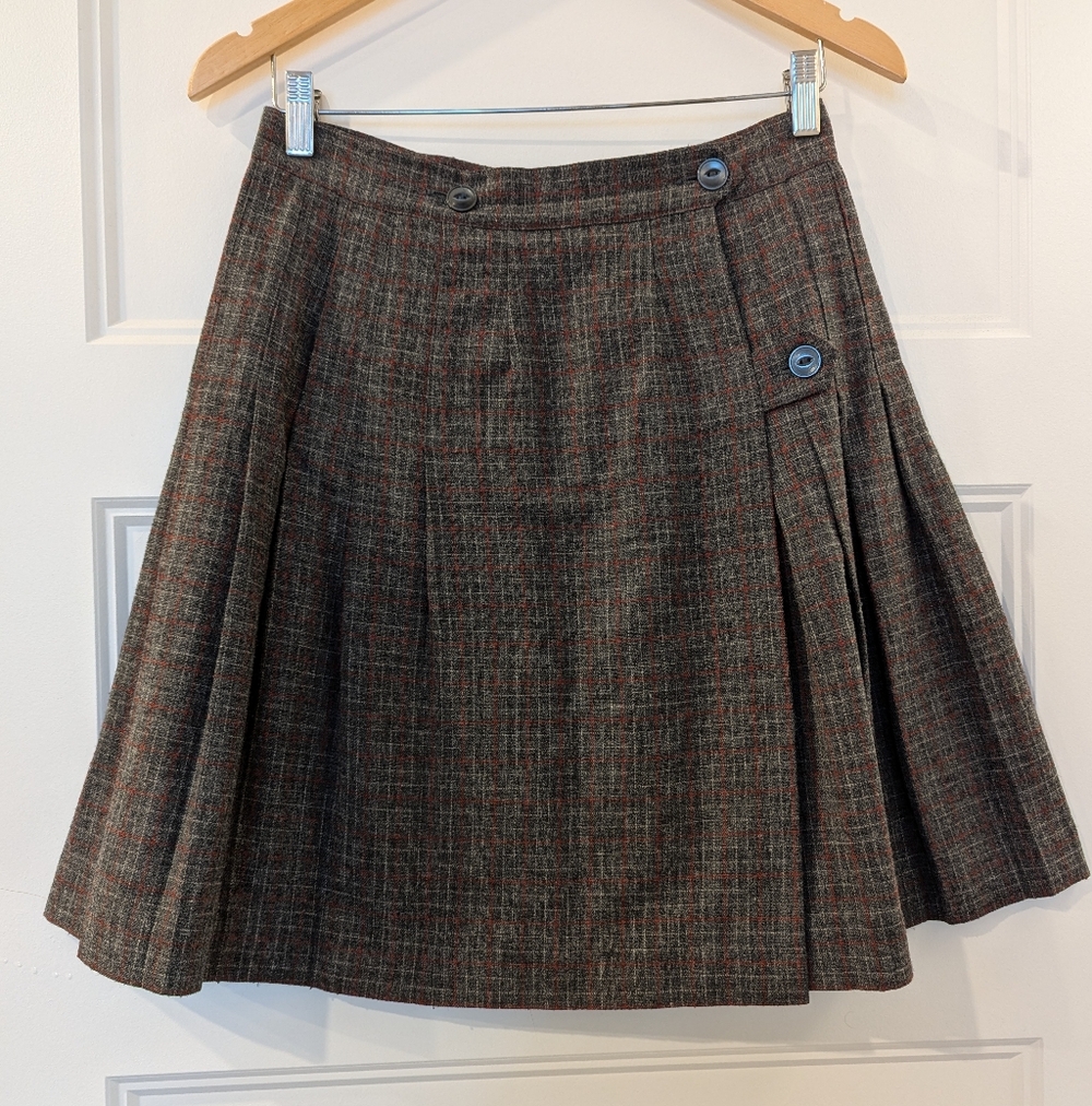 Vintage Plaid Pleated Skirt